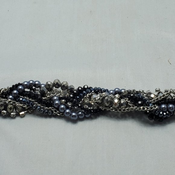 ALI KHAN multi color twisted bracelet silver-pearl-rhinestone-hematite - Picture 6 of 9